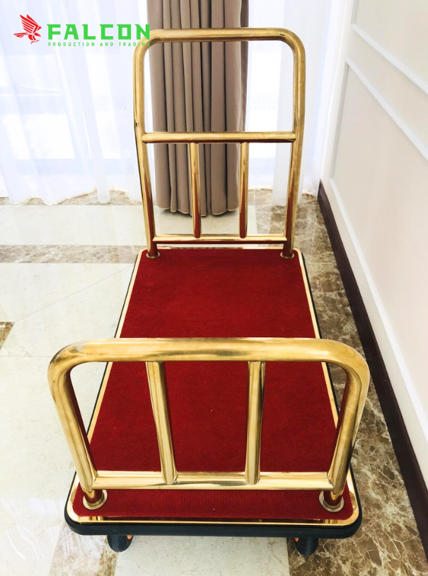 Xe đẩy hành lý khách sạn mạ vàng