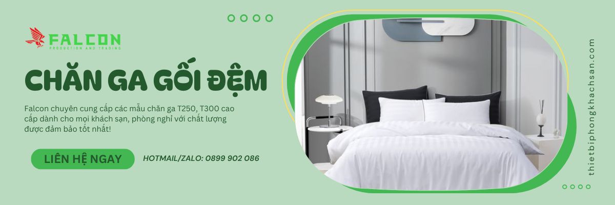 banner chăn ga gối đệm khách sạn