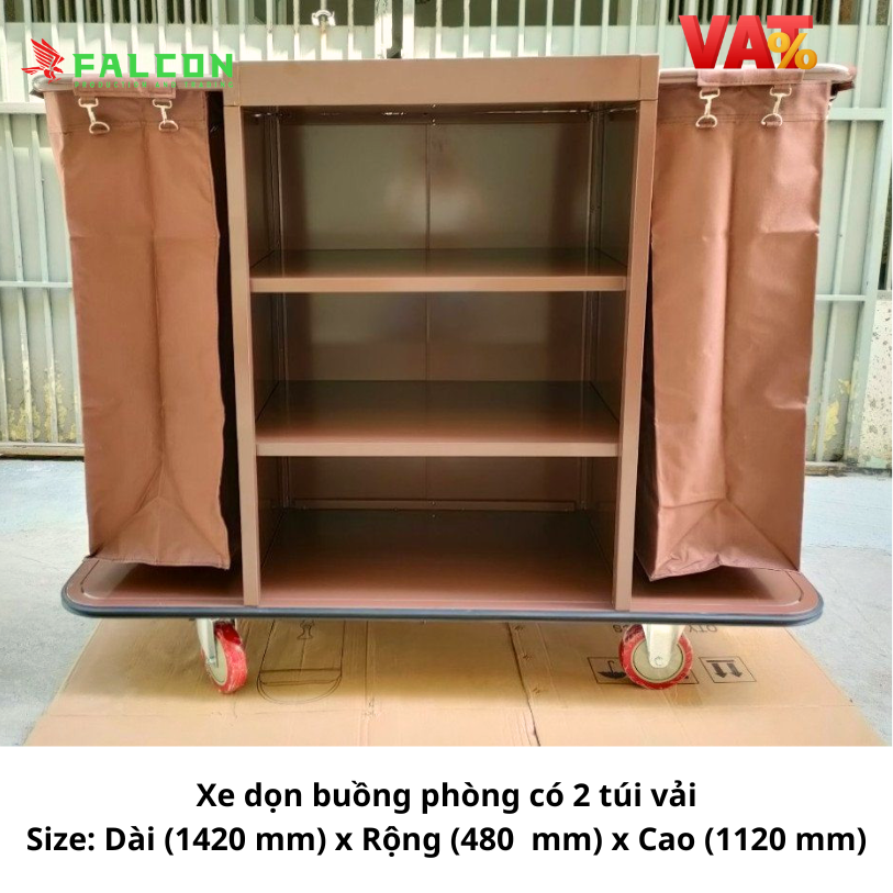 Thông số xe đẩy dọn buồng phòng 2 túi vải