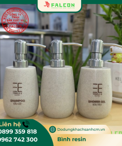 Sản phẩm bình đựng ding dịch khách sạn resin vòi inox 304