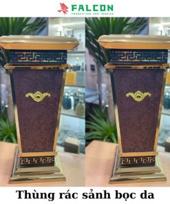 Thùng rác sảnh bọc da cao cấp