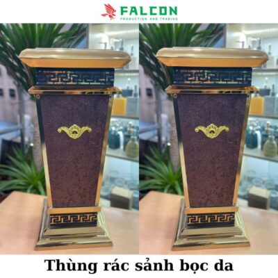 Thùng rác sảnh bọc da cao cấp