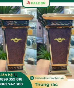 Sản phẩm thùng rác sảnh bọc da sang trọng