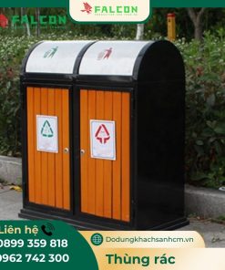 Thùng rác để ngoài trời phân loại đôi