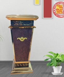 Thùng rác sảnh cao cấp bọc da bên ngoài