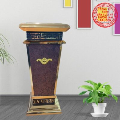 Thùng rác sảnh cao cấp bọc da bên ngoài