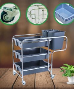 Xe đẩy dọn vẹ sinh thùng nhựa