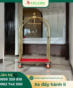 Sản phẩm xe đẩy hành lý hình lồng chim mạ vàng