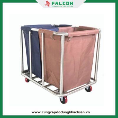 Xe dọn đồ dơ 2 túi khách sạn
