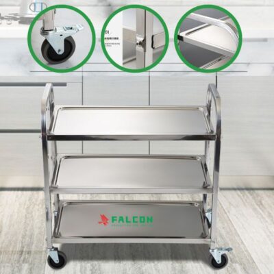 Xe đẩy 3 tầng dọn dẹp chất liệu inox 304